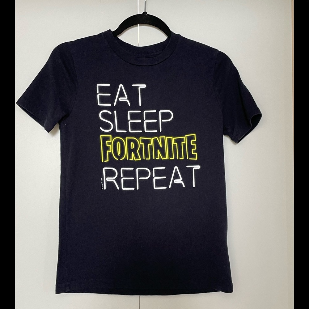 Abercombie Kids Fortnite Eat Sleep Fortnite Repeat Neon Boy's T-Shirt